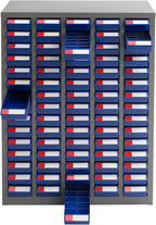Drawer Storage Cabinet | Storage Cabinet Part Organization Shelves | Bolt and Nut Tool Storage Steel Cabinet | Hardware Organizer and Storage Organization | with Dividers and Labels (Blue)