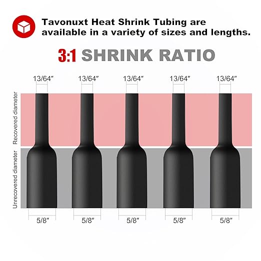 5/8" 65ft 3:1 Heat Shrink Tubing with Adhesive Lining - Marine Grade, Ideal for Home, Automotive, and Industrial Use - Red