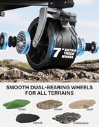 Heavy Duty Collapsible Wagon - 440lbs Capacity All-Terrain Folding Cart with Big Wheels for Family Beach Days, Camping & Grocery Haul | One-Click Fold & Washable Fabric