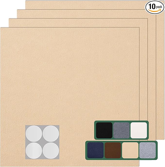 Carpet Tile 10 Pack 24” X 24” Self Adhesive Carpet Floor Tiles Anti-Slip Squares Peel and Stick Floor Tilel DIY Installation for Bedroom(Beige Camel)