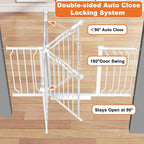 53.1-62.2" Extra Wide Baby Gate for Doorways No Drill, 30" Tall Auto Close Press Mounted Baby Safe Gate for Stairs, Walk Through Dog Gates for Doorways, White