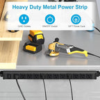 HHSOET 360° Rotating 12 Outlet Mountable Power Strip, Aluminum Alloy Long Power Strip Extension Cord, Heavy Duty Wall Mount Surge Protector with Switch, Works Great and Very Versatile,10ft Power Cord