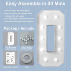 PRELIFE MEMORY 3FT/36 Inch Light Up Marquee Letter A-Z, White Frame KT Board Plug-in KT Board with Bracket White LED Party Decorative Light Decoration for Birthday Party Anniversary (C)