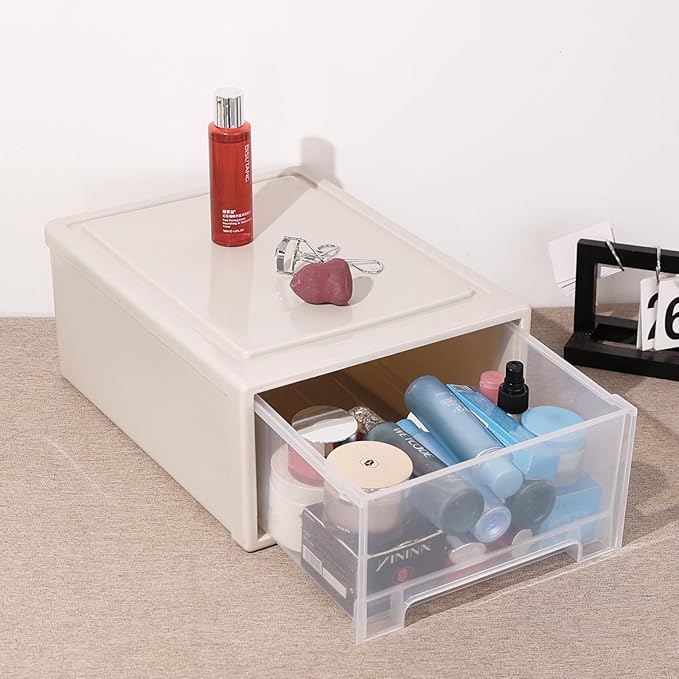 Readsky 18 Quart Large Stackable Drawer Unit, Plastic Compact Stacking Storage Drawer, 3 Packs