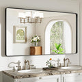 55X30 Black Bathroom Mirror for Over Sink, Metal Framed Vanity Mirror Wall Mounted, Rectangle Mirror for Bedroom Living Room Restroom Entryway, Anti-Rust, HD Tempered Glass