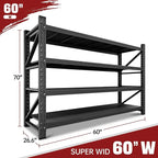 5000LBS Storage Shelves,60" W Garage Shelving Heavy Duty Metal Adjustable Garage Shelves, Shelving Units Industrial Shelving for Warehouse,60" W x 24" D x 70" H,Black