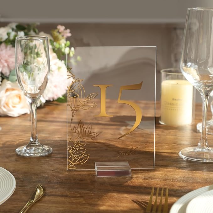 UNIQOOO 3" Clear Acrylic Stand |60 Pack 3mm Slot Wedding Sign Holders, Perfect for Wedding, Table Number, Exhibition, Office, Restaurant, Business