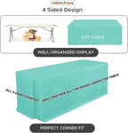 HolidayIdeas Fitted Tablecloths for 4 Foot Rectangle Table, Wrinkle Resistant Washable Table Cover 24x48 Inch for Vendor Booth Display, Banquet, Trade Show, Aqua, 4 Pcs