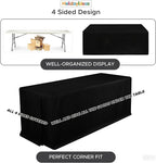 HolidayIdeas 4 Pcs Fitted Black Table Cloths for 6 Foot Rectangle Tables, Wrinkle Resistant Washable Table Covers 72x30 Inch for Vendor Booth Display, Banquet, Trade Show