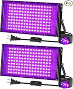 150W LED Black Lights IP66 Waterproof Black Light Outdoor with 10ft Plug+Switch, Flood Blacklight for Halloween Glow in The Dark Party Stage Light Neon Glow Birthday 2 Pack