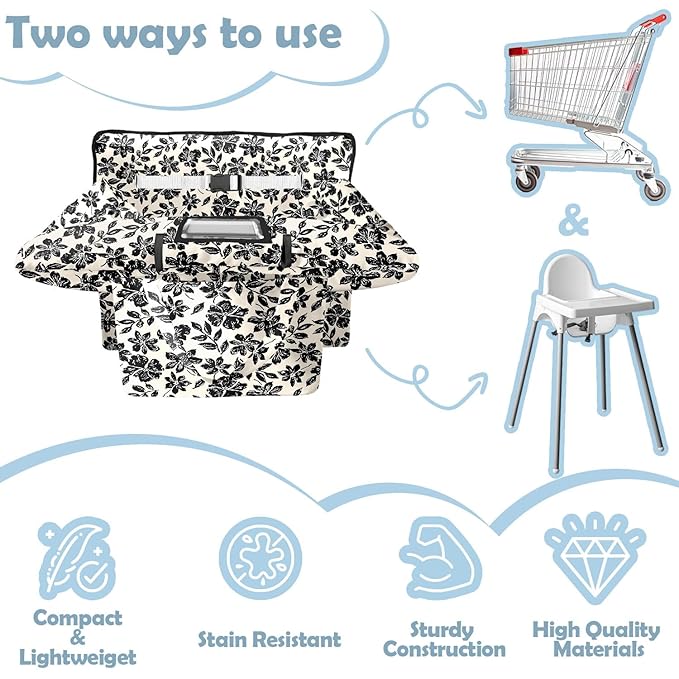 Shopping Cart Cover for Baby Girl Boy 2-in-1 High Chair Water Resistant High Chair Cover Blue Sailboat Gender Neutral Cart Cover for Babies Padded Grocery Cart Cover for Baby