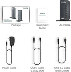 Plugable USB 3.0 and USB-C Universal Laptop Docking Station with 2 HDMI Ports for Windows, Mac (Driver Required), and ChromeOS, Gigabit Ethernet, Audio