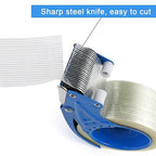 BOMEI PACK Strapping Tape 2Inch with Dispenser, Mono Fiberglass Reinforced Packing Tape with String for Shipping, 3Rolls x 5.5Mil x 35Yds, Total 105Yds