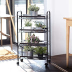 JANE EYRE Rolling Utility Storage Rack Cart on Wheels, Trolley Carft cart, Multi-Purpose Organizer Shelf (Black, 4 Tier)…