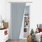 Vision Home Blue Fog Pinch Pleated Full Blackout Curtains Linen Blended Room Darkening Window Curtains 84 inch for Living Room Bedroom Thermal Insulated Pinch Pleat Drapes with Hooks 1 Panel 60"Wx84"L