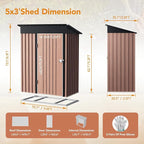 5X3X6.1 FT Garden Storage Shed with Frame Floor,Steel Tool Shed with Lockable Door, Anti-Corrosion Metal Shed for Backyard Patio Lawn (Light Wood Grain)