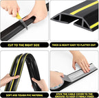 Pangda 20 FT Floor Cable Cover Heavy Duty Cord Cover Protector Power Cable Protector Soft Extension, Organize and Protect Wire on Floor for Home Office or Outdoor Settings (Black, Yellow)