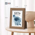 VCK 5x7 Picture Frame 2 Pack - Walnut, High-End Wood Poster Frames with Tempered Glass, Display 4x6 Photo with Mat or 5x7 without Mat, Art Gallery-Quality, Wall Hanging/Tabletop, Walnut