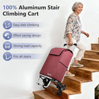 KEDSUM 2 in 1 Aluminum Alloy Stair Climbing Cart, 300LBS Grocery Cart on Wheels, Foldable Shopping Carts with Waterproof Oxford Red Bag for Groceries, Lightweight & Durable Aluminum Frame
