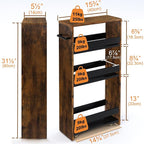 TEAMIX 4 Tier Slim Storage Cart with Handle, Slide Out Storage Rolling Utility Cart Mobile Shelving Unit Organizer Trolley for Small Spaces Kitchen Laundry Narrow Places