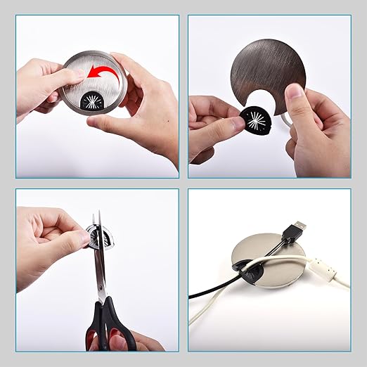 2 Pack Desk Grommet 3-1/8 Inch 80mm, Zinc Alloy Computer Desk Wire Hole Cover, Office Desktop Cord Cable Hole Metal Ring, Red Bronze