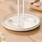 White Jewelry Holder Stand with Ceramic Tray: Small Hanging Necklace Organizer Tree for Earrings, Bracelets, Rings – Jewelry Display Hanger for Women & Girls, White