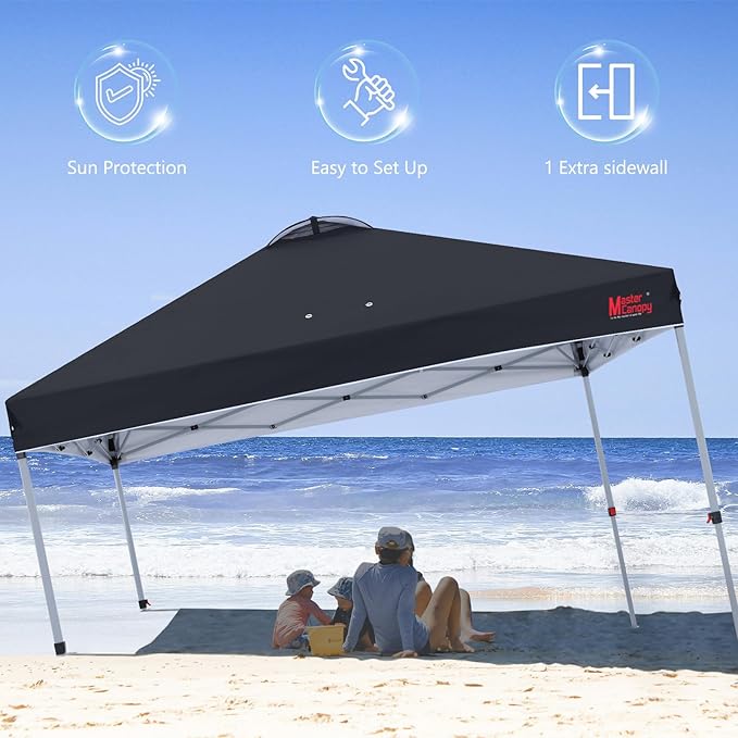 MASTERCANOPY Durable Pop-up Canopy Tent with 1 Sidewall (8'x8',Black)