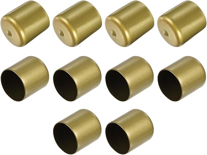 uxcell 10pcs Rubber End Caps 37mm(1 1/2") ID Vinyl Round End Cap Cover Screw Thread Protectors Gold