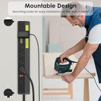 JUNNUJ Heavy Duty 20 Amp Power Strip 2 Pack,High Amp Surge Protector 6 Outlet,Power Strips Surge Protection 4800J with Circuit Breaker, 12 Gauge Extension Cord 4ft