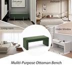 Velvet Entryway Bench End of Bed Bench Upholstered Modern Window Bench Comfy Ottoman for Dining Room/Bedroom/Living Room/Hallway/Indoor (Olive Green)