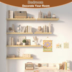 12 Inch Deep Floating Shelves for Wall 2 Pack Floating Shelfs Large Storage Space Wall Decor Display Shelf for Bathroom Living Room Bedroom Kitchen 36" W x 12" D x 1.2" H Natural Wood