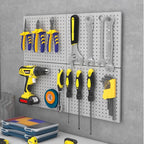 Peg Board,4 Pack Metal Pegboard Panels,PegBoard Wall Organizer,16"x12" Steel PegBoard for Walls,Tools,Garage,Office,Kitchen