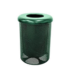 COATEDOUTDOORFURNITURE RFT-P-TXTGRN Heavy Duty Round Trash Receptacle with Flat Top, Liner Included, 32 Gallon, Textured Green, Made in America
