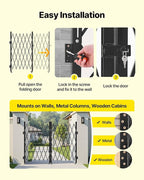 VEVOR Double Folding Security Gate, Lockable Scissor Gate with 360° Swivel Casters, Outdoor Barricade Steel Retractable Gates, for Entry Security, Garage, Warehouse & Pool, 125.98 x 63.19 in (W x H)