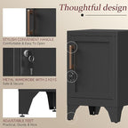 Bestoo Metal Locking Cabinet, 23.6" H Locker with 1 Magnetic Door and 1 Adjustable Shelve, Small Lockable Nightstand, Black Bedside Storage Cabinets for Bedroom, Home, Office, School