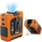 Portable Fan Wearable Personal Fan with 5 Speed Max 55 Working Hours Low Noise Portable Neck Fans Cooling Waist Fans for Camping Traveling LED Light Power Display 10000mAh Power Bank(Orange)