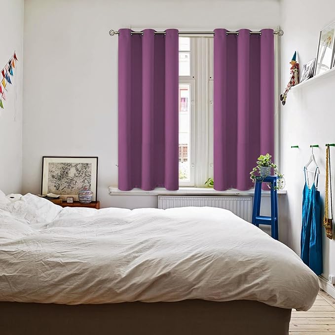 BGment Room Darkening Curtains 54 Inches Long - Grommet Thermal Insulated Drapes Window Treatment Curtains for Bedroom, 2 Panels, 38 x 54 Inch, Eggplant Purple
