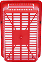 12PCS Shopping Baskets with Handles, 21L Plastic Grocery Basket for Retail Store, Supermarket, Grocery Shopping |17" x 12" x 9" Portable Shop Basket (Red)