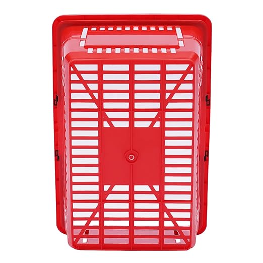 12Pcs 18L Shopping Baskets with Handles, Portable Plastic Retail Grocery Baskets Large Capacity for Stores, Supermarket, Retail, Groceries Shopping (Red)