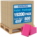 GSSUSA Pink Bubble Mailers 4x8 Inches 19200 Pack, Usable Size 4X7" Bubble Envelopes for Small Business, 1 Pallet Padded Envelope, Shipping Mailers, Packaging Bags, Mailing Envelopes, Shipping Supplies