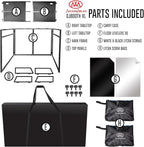 AxcessAbles DJ BOOTH XL 58" wide x 29" deep DJ Facade Table | Portable Extra Wide DJ Table Booth with Black and White Scrims, Carry Cases | Large DJ Controller Stand | Music Mixer Stand
