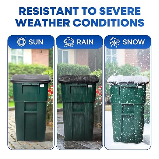 50-Gallon Rollout Trash Can with Lid, Commercial Heavy-Duty Container with Wheels, Green