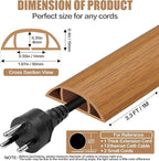 Floor Cord Cover Self Adhesive Cord Hider,3.3FT Cable Management, Extension Strip Protector for Wires, Prevent Cable Trips for Offices, Gyms, Exhibitions Cavity:0.47"(W) x 0.35"(H) Brown Wood