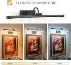 Black Wireless Picture Light, 23.6" Rechargeable LED Art Lamp with Remote, Dimmable Brightness, Timer & Adjustable Arm for Paintings, Mirrors, and Frames