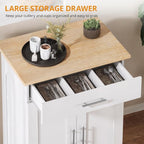 Kitchen Island Cart, Small Kitchen Island with Storage - Large Drawer, Adjustable Shelf & Towel Rack, Mobile Rolling Kitchen Island with Wheels, Space-Saving White Kitchen Organizer for Dining Room