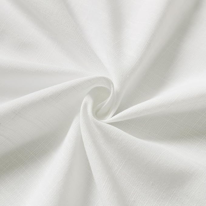 Nanspring Off White Semi Sheer Linen Curtains 78 inch Length for Living Room Back Tab Rod Pocket Modern Farmhouse Coastal Decor Off White Cotton Textured Gauze Curtains for Dining Room Office 52x78