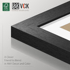 VCK 5x7 Picture Frame Black Set of 5, Textured Exclusive Wooden Photo Frames with HD Glass | Matted to 4x6 or 5x7 without Mat