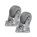 4'' × 2'' Caster Wheels, Heavy Duty Industrial Casters, Rubber Wheels with Roller Bearing, Load 600lbs per Swivel Caster for Cart Dolly Toolbox Trolley (2 Swivel)