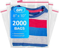 8" X 10" Self Seal Resealable Poly Bags - Case of 2000, Peel & Seal Reclosable Polybags with suffoaction Warning and Adhesive Strip for Packaging & Shipping Clothes, Shirts & More - GPI