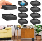 Bed Risers 1 inch, 2 inch, 3 inch, 4 inch Heavy Duty, Adjustable Furniture Riser for Table Desk Couch Sofa Chair Recliner Leg Frame Dorm, Stackable Bed Raisers Blocks (Black 4 Pack, 1+1 inch)